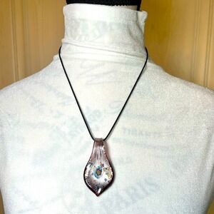 Glass pendant corded necklace gorgeous boho beach casual statement GORGEOUS!